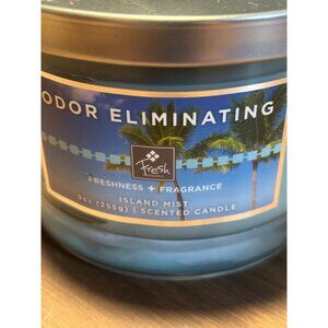 Fresh Fragrances Odor Eliminating 3-Wick Candle Island Mist Scent 9oz Glass Jar